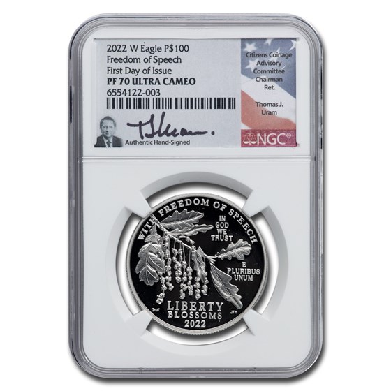 2022-W 1 oz Proof Platinum Eagle PF-70 NGC (FDI, Thomas J. Uram) 2022-W 1 oz Proof Platinum Eagle PF-70 NGC (FDI, Thomas J. Uram)