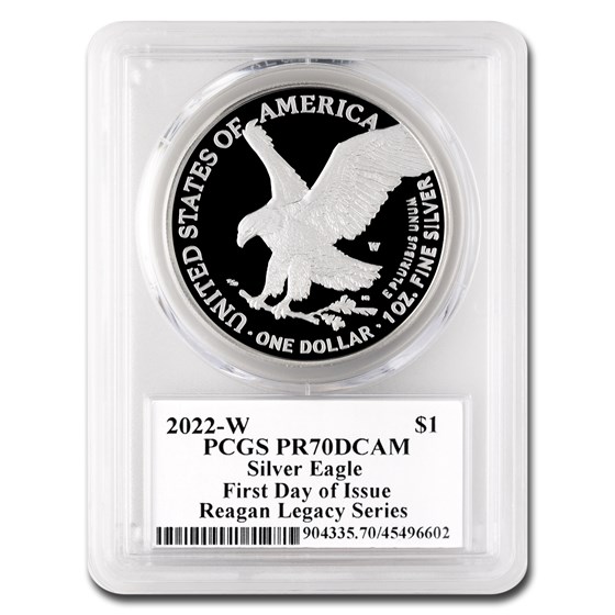 2022-W 1 oz Proof Silver Eagle PR-70 PCGS (First Day, Reagan) 2022-W 1 oz Proof Silver Eagle PR-70 PCGS (First Day, Reagan)