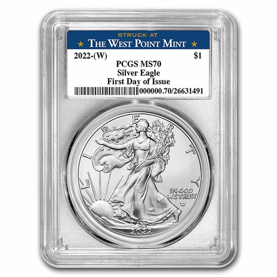 2022-(W) American Silver Eagle MS-70 PCGS (FDI, West Point Label) 2022-(W) American Silver Eagle MS-70 PCGS (FDI, West Point Label)