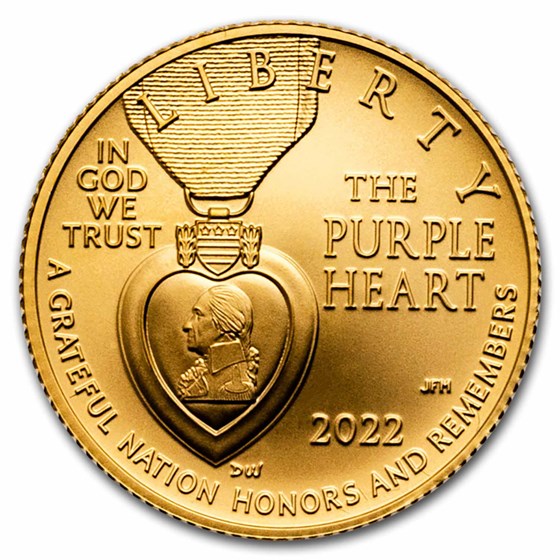 2022-W Gold $5 Commem Purple Heart BU (w/Box & CoA) 2022-W Gold $5 Commem Purple Heart BU (w/Box & CoA)