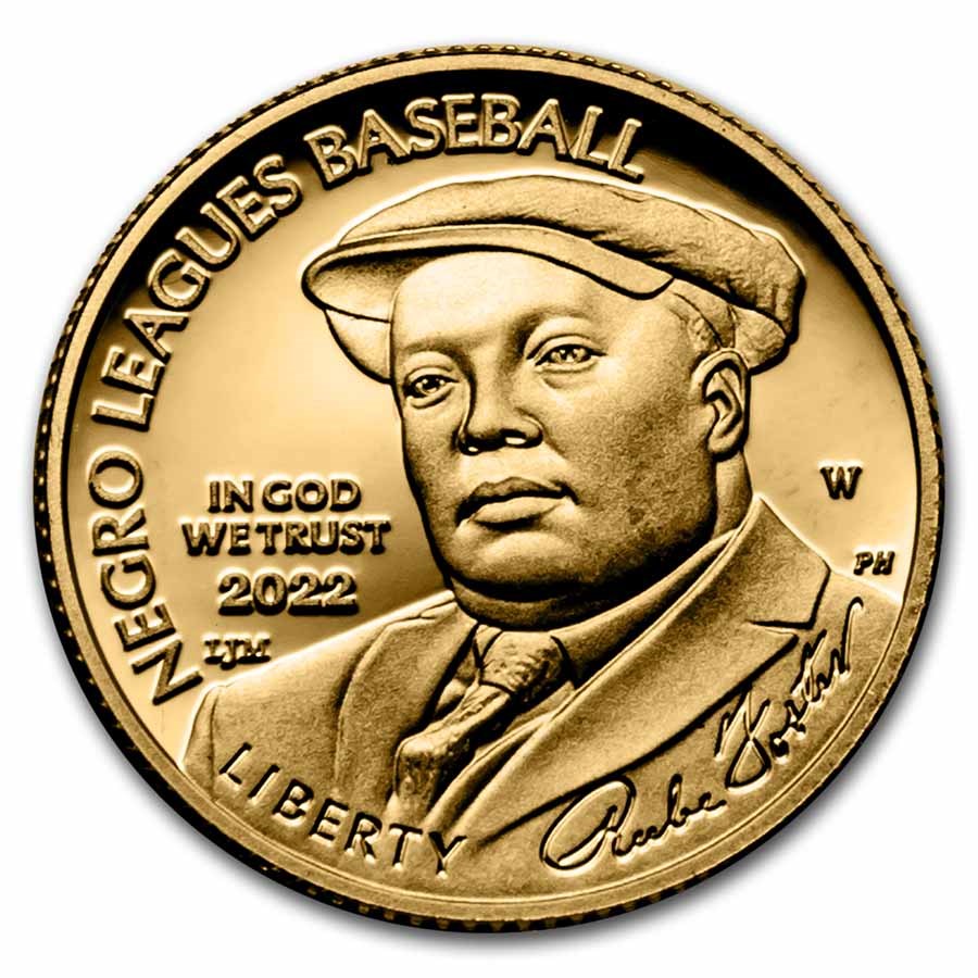 2022-W Gold $5 Negro Leagues Baseball Proof (w/Box & COA)