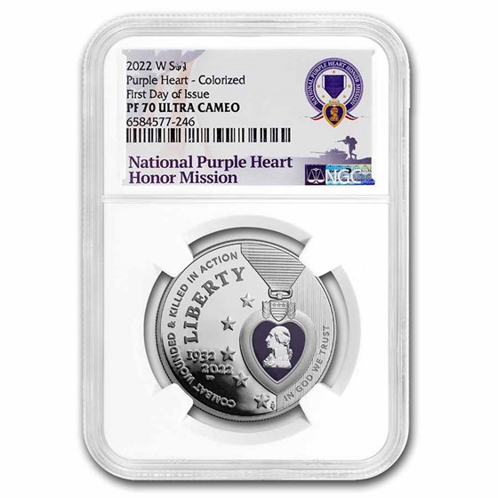 2022-W Purple Heart Hall of Honor $1 Silver PF-70 NGC (FDI) 2022-W Purple Heart Hall of Honor $1 Silver PF-70 NGC (FDI)