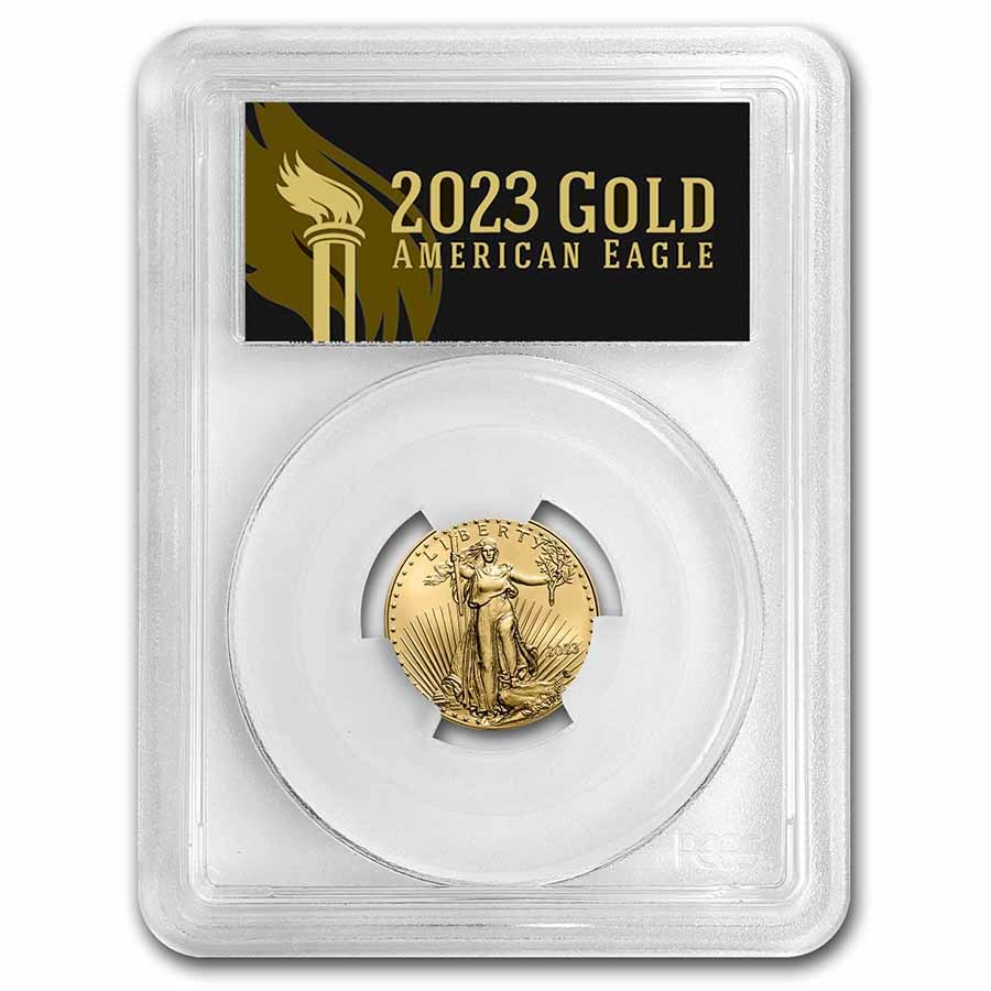 Buy 2023 1/10 oz Gold Eagle MS70 FDI Black Label APMEX
