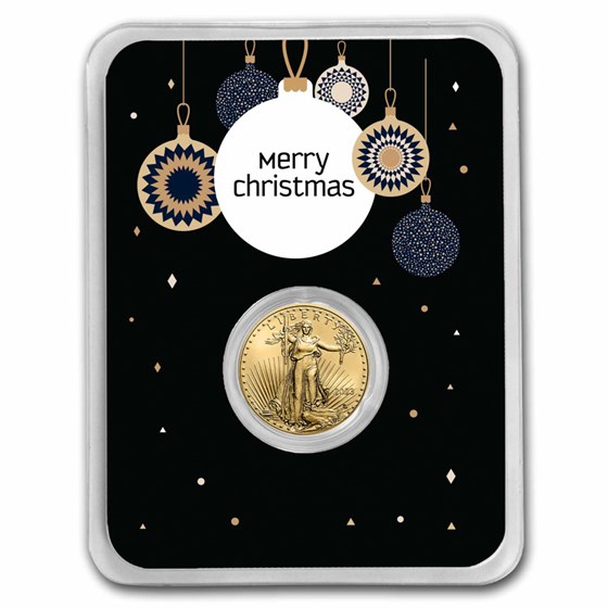 2023 1/10 oz American Gold Eagle - w/Elegant Merry Christmas Card