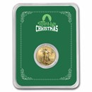2023 1/10 oz American Gold Eagle - w/Green Merry Christmas Card