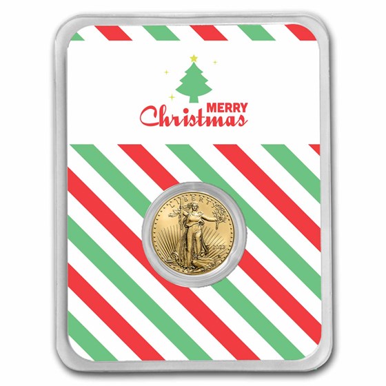 2023 1/10 oz American Gold Eagle - w/Merry Christmas Tree Card