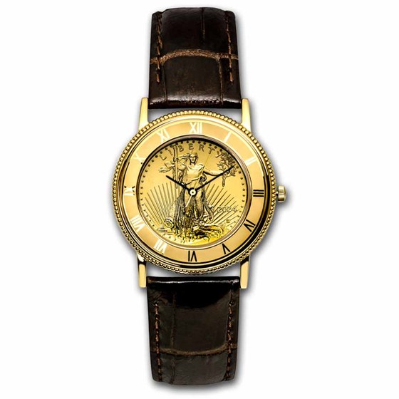 2023 1/2 oz Gold American Eagle Leather Band Watch