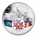 2023 1 oz Ag Treasures of the U.S. New York Garnet (Colorized)