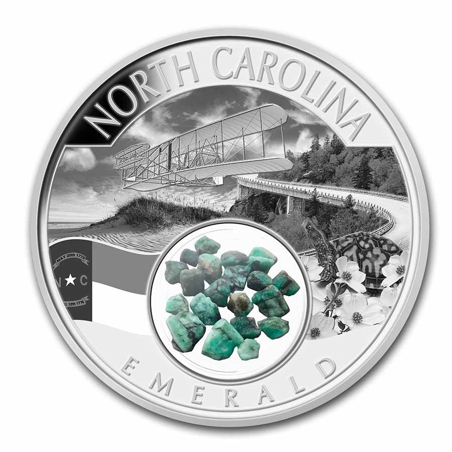 2023 1 oz Ag Treasures of the U.S. North Carolina Emerald