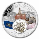 2023 1 oz Ag Treasures of the U.S. Pennsylvania Pyrite (Color)