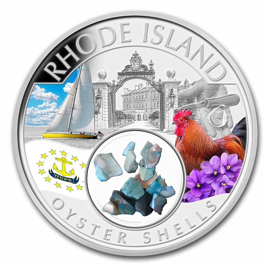 2023 1 oz Ag Treasures Rhode Island Oyster Shells (Colorized)
