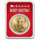 2023 1 oz American Gold Eagle - w/Red Merry Christmas Card
