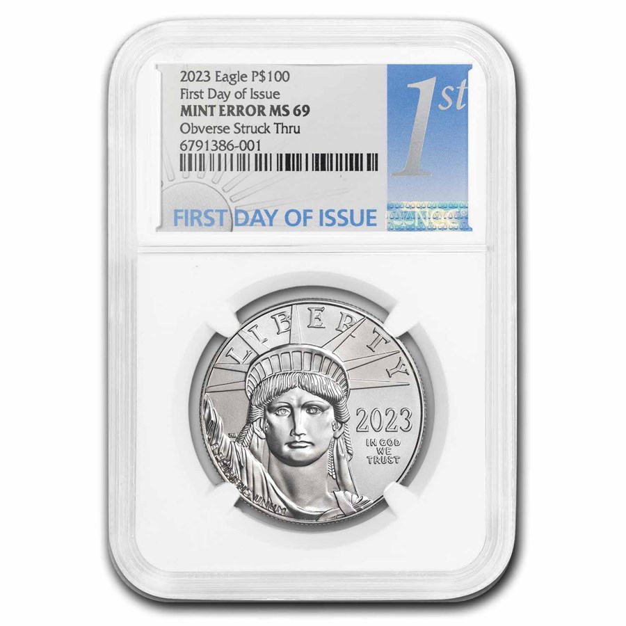 2023 1 oz American Platinum Eagle MS-69 NGC (FDI, Obv Struckthru)