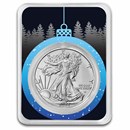 2023 1 oz American Silver Eagle - w/Blue Christmas Ornament Card