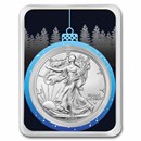 2023 1 oz American Silver Eagle - w/Blue Christmas Ornament Card