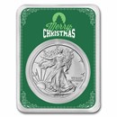 2023 1 oz American Silver Eagle - w/Green Merry Christmas Card