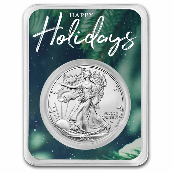 2023 1 oz American Silver Eagle - w/Happy Holidays Tree Branches