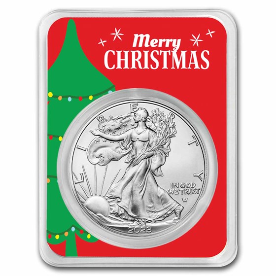 2023 1 oz American Silver Eagle - w/Merry Christmas Tree Card