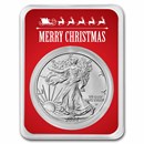 2023 1 oz American Silver Eagle - w/Red Merry Christmas Card