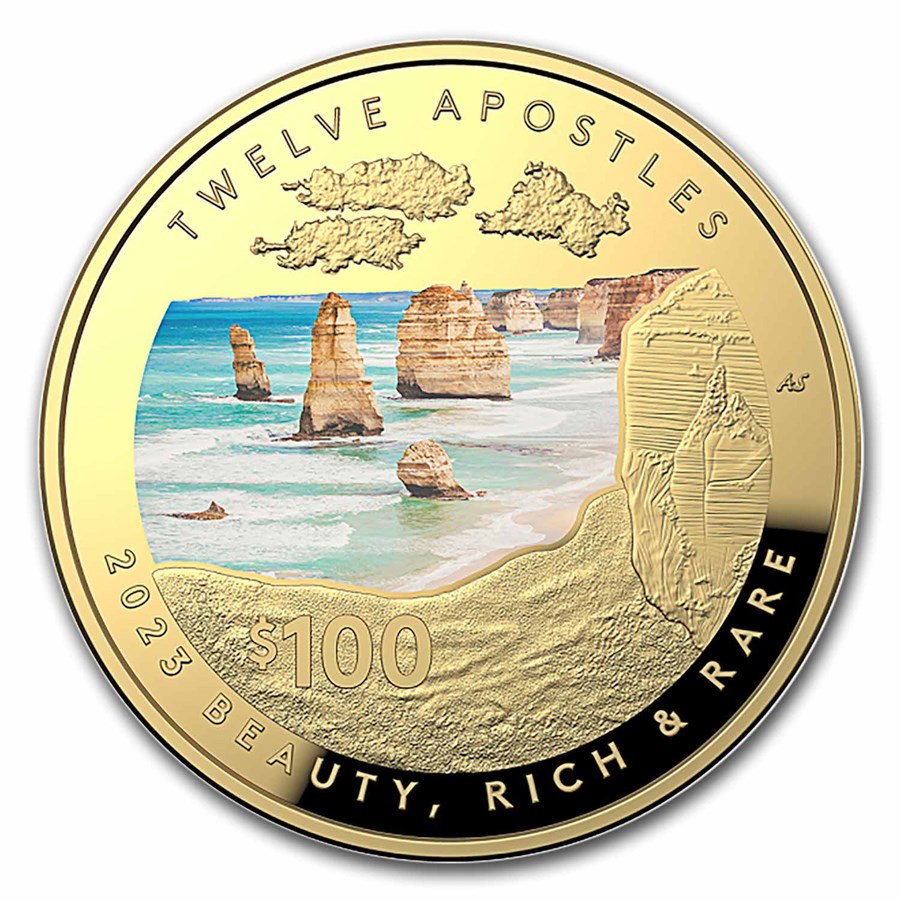 2023 1 oz Gold $100 AUS Twelve Apostles Domed Proof (Box & COA)