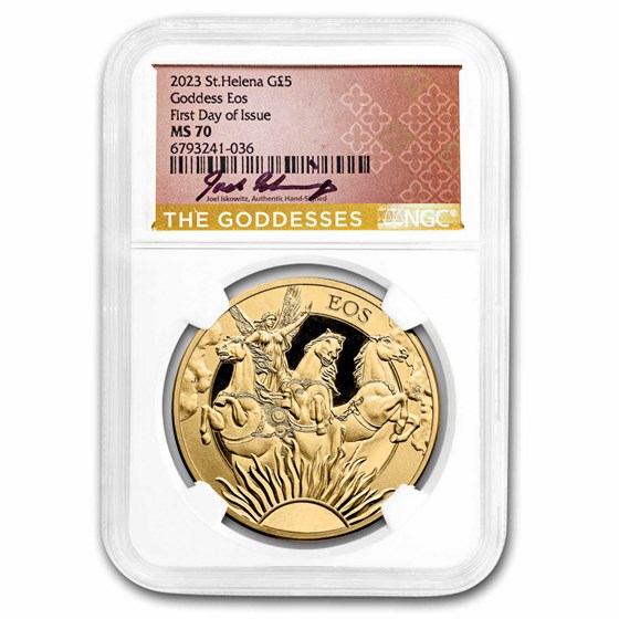 2023 1 oz Gold Goddesses: Eos and the Horses MS-70 NGC (FDI)