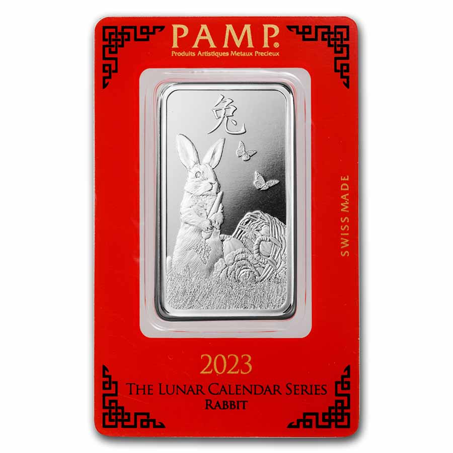 Buy 2023 1 oz Silver PAMP Suisse Year of the Rabbit Bar | APMEX