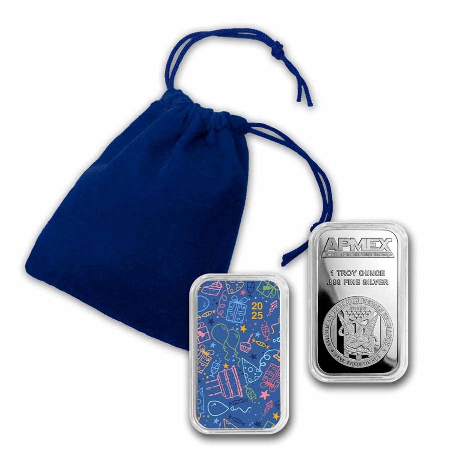 2023 1 oz Silver Colorized Bar - APMEX (Birthday Celebration)