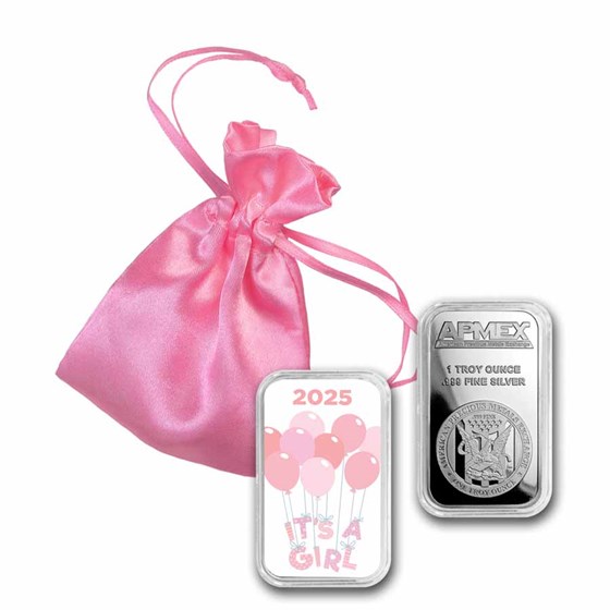 2023 1 oz Silver Colorized Bar - APMEX (It's A Girl, Balloons)