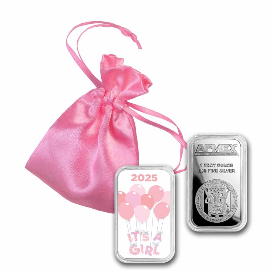 2023 1 oz Silver Colorized Bar - APMEX (It's A Girl, Balloons)