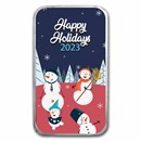 2023 1 oz Silver Colorized Bar - Cheery Snowmen