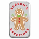 2023 1 oz Silver Colorized Bar - Gingerbread Cookies on Tray