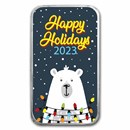 2023 1 oz Silver Colorized Bar - Happy Holidays Polar Bear