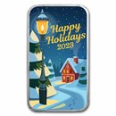 2023 1 oz Silver Colorized Bar - Happy Holidays Street Lamp