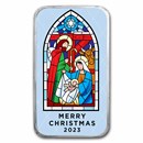 2023 1 oz Silver Colorized Bar - Stained Glass Nativity