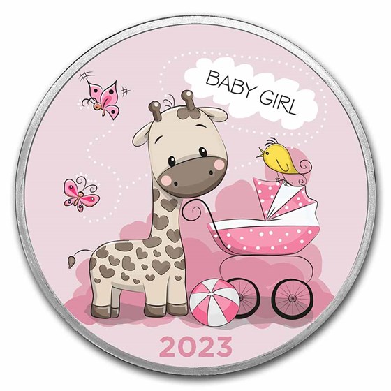 2023 1 oz Silver Colorized Round - APMEX (Baby Girl Giraffe)