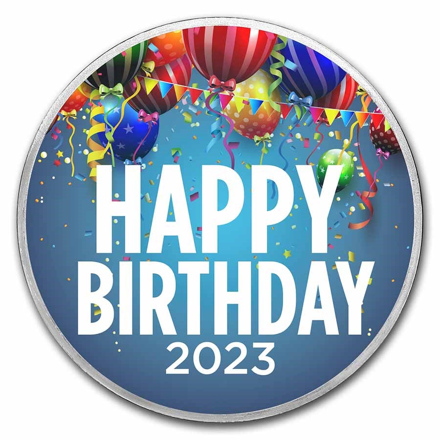 2023 1 oz Silver Colorized Round - APMEX (Birthday Balloons)