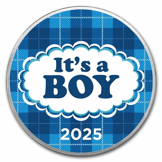 2023 1 oz Silver Colorized Round - APMEX (It's A Boy, Plaid)