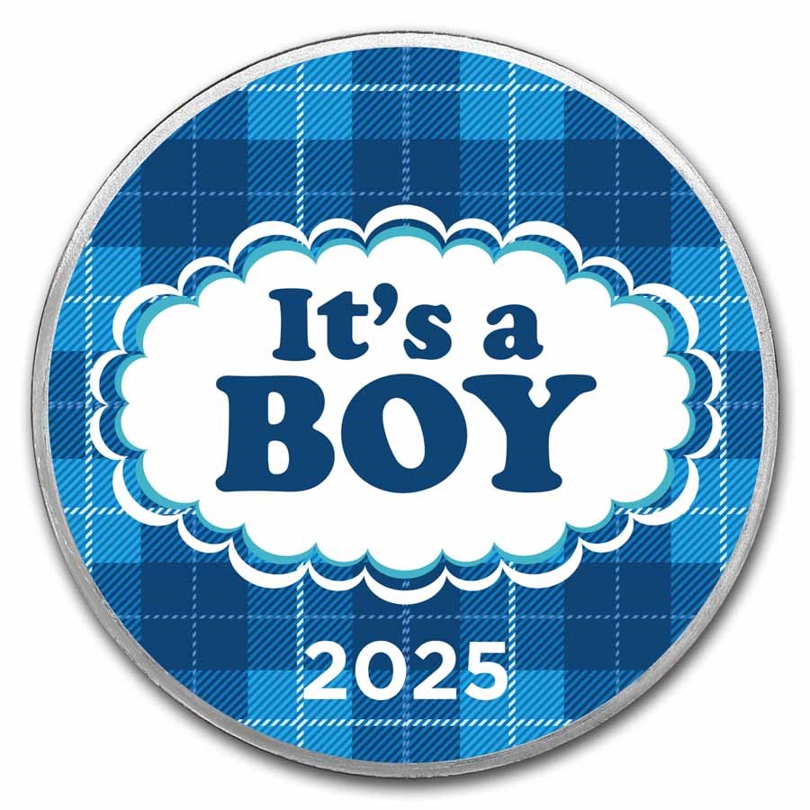 2023 1 oz Silver Colorized Round - APMEX (It's A Boy, Plaid)