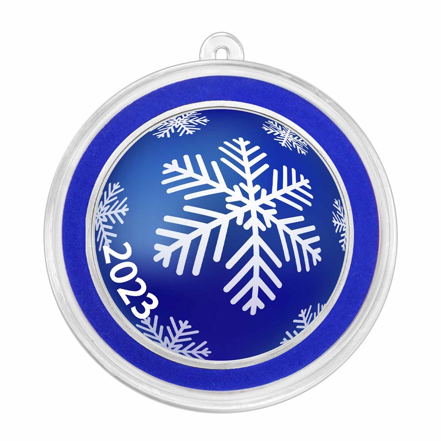 2023 1 oz Silver Colorized Round - Blue Snowflake Ornament
