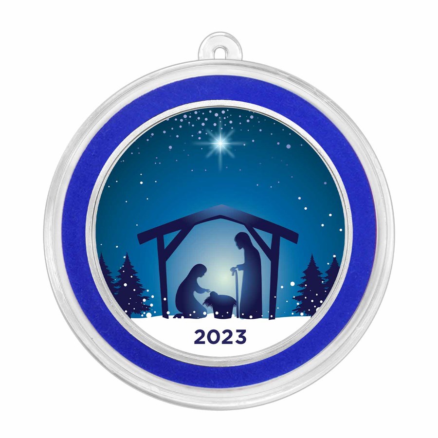 2023 1 oz Silver Colorized Round - Jesus In The Manger Blue