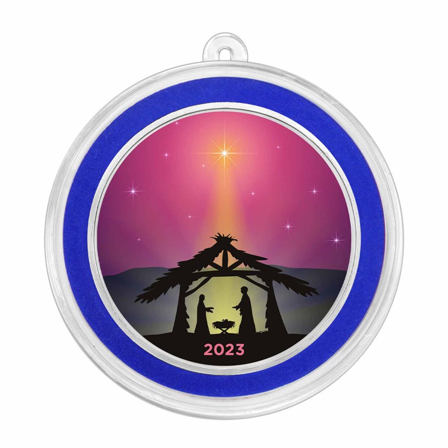 2023 1 oz Silver Colorized Round - Jesus In The Manger Purple