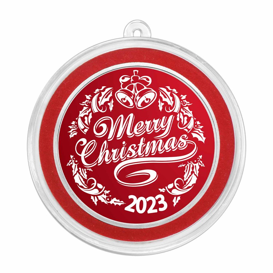 2023 1 oz Silver Colorized Round - Rosy Red Merry Christmas