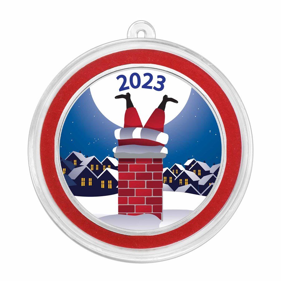 2023 1 oz Silver Colorized Round - Santa Stuck In The Chimney
