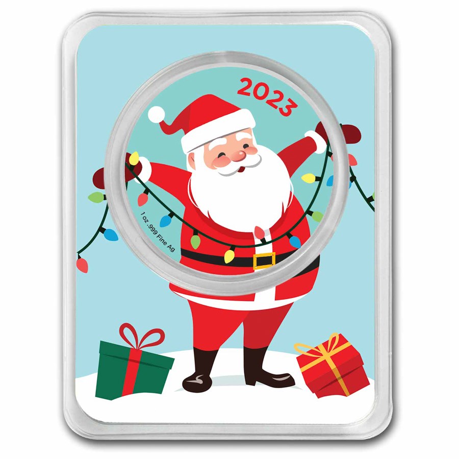 2023 1 oz Silver Colorized Round - Season's Greetings Santa