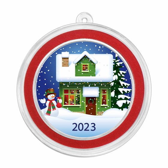 2023 1 oz Silver Colorized Round - Snowman & Cozy House