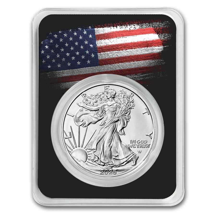 2023 1 oz Silver Eagle - w/American Flag, Black Card, In TEP