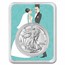 2023 1 oz Silver Eagle - w/Bride & Groom, Aqua Blue Card, In TEP