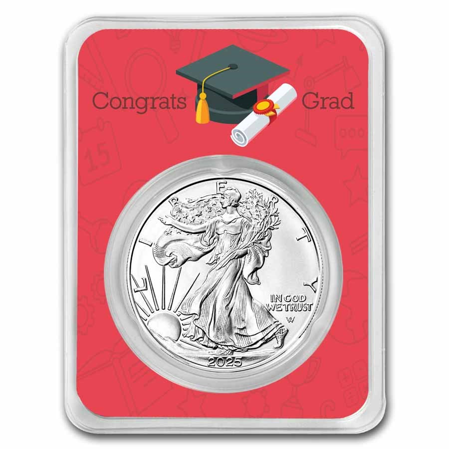 2023 1 oz Silver Eagle - w/Congrats Grad, Red Card, In TEP