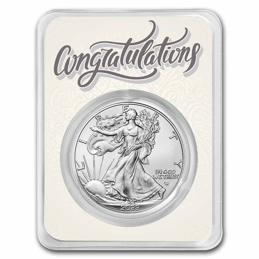 2023 1 oz Silver Eagle - w/Congrats, Newlyweds Card, In TEP