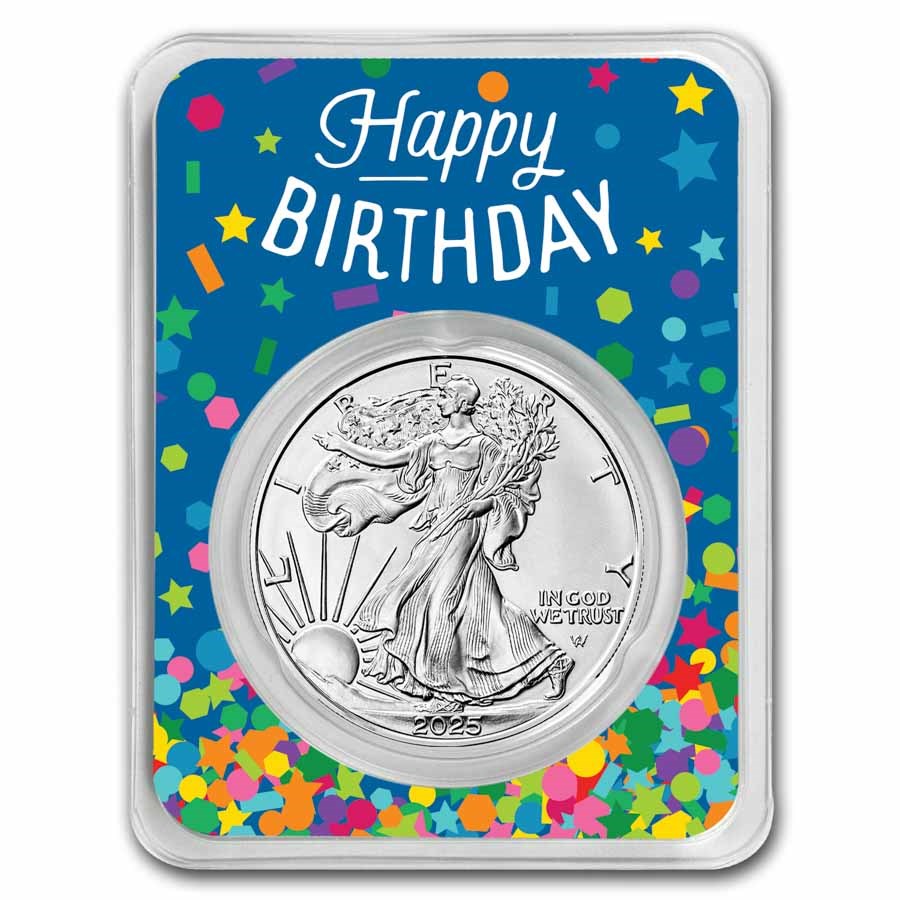 2023 1 oz Silver Eagle - w/Happy Birthday, Confetti Card, In TEP